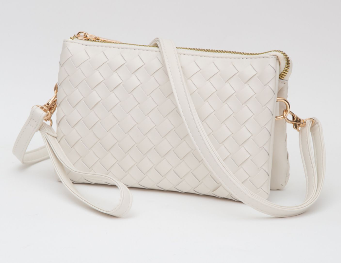 Shai Vegan Leather Basket Weave Crossbody Bag