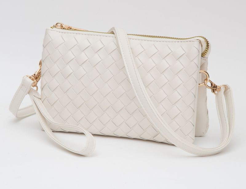 Shai Vegan Leather Basket Weave Crossbody Bag