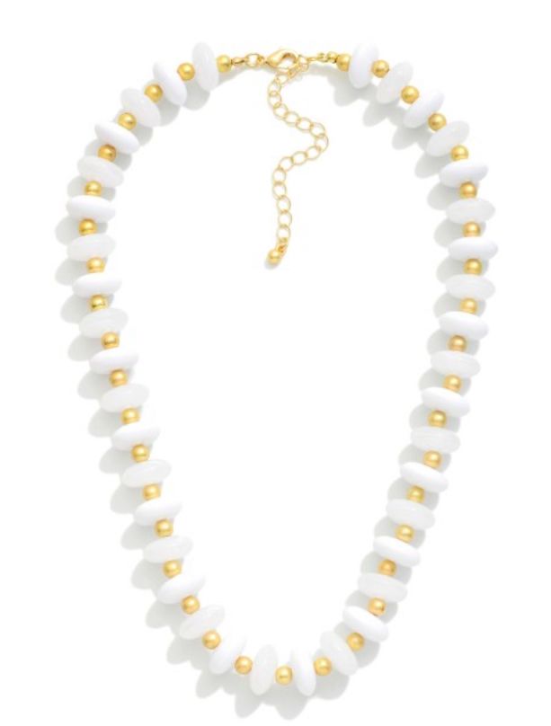 Candy Stone Beaded Necklace w/gold Tone ball