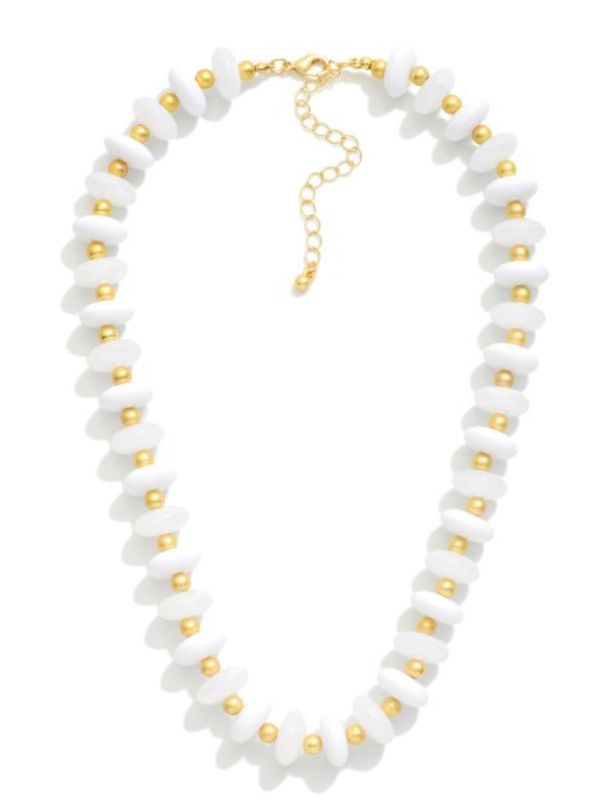 Candy Stone Beaded Necklace w/gold Tone ball