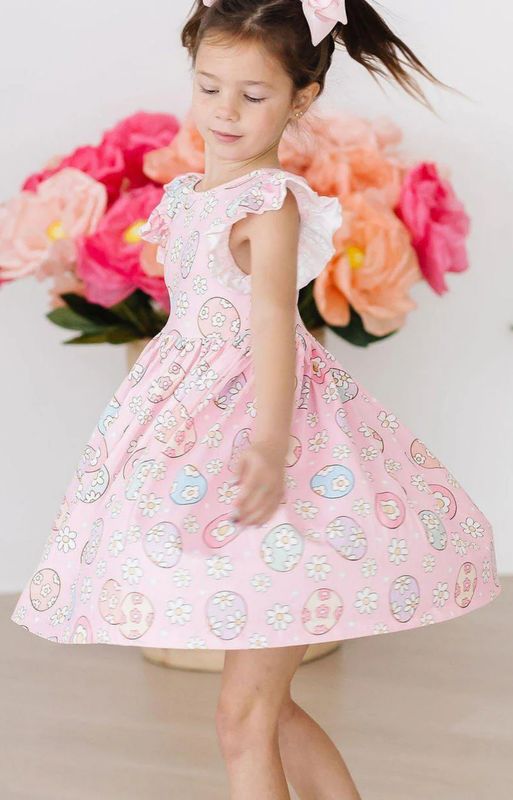 Easter Egg Hunt Flutter Sleeve Twirl Dress