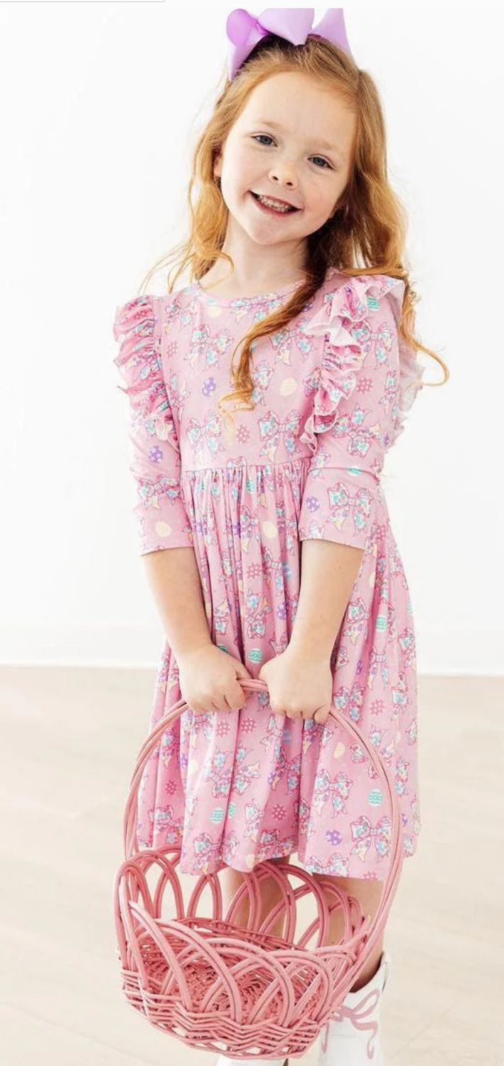Mila &amp; Rose Little Bow Peeps 3/4 sleeve dress