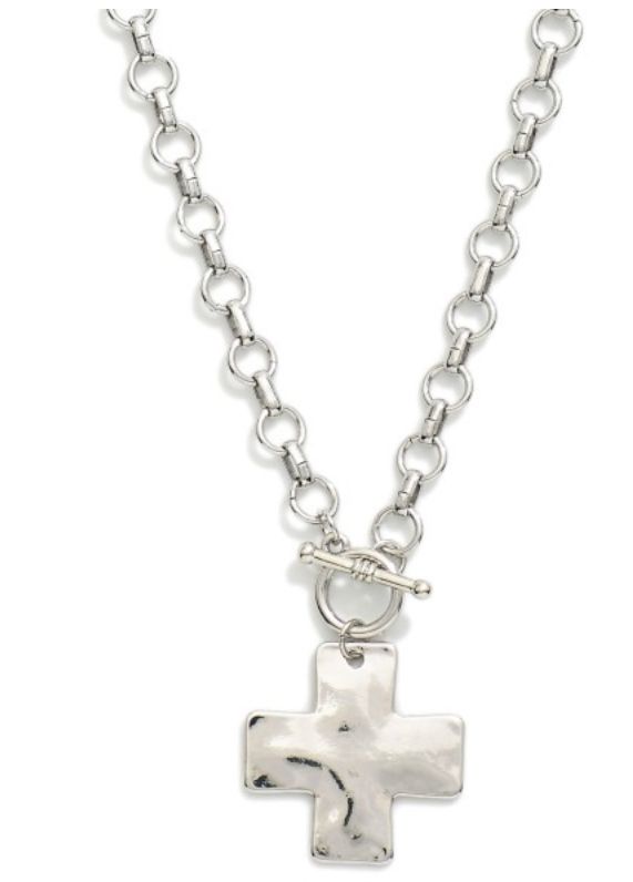 Circle Chain Cross Pendant w/toggle clasp