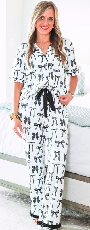 Midnight Bow Pant Ruffle Pajama Set