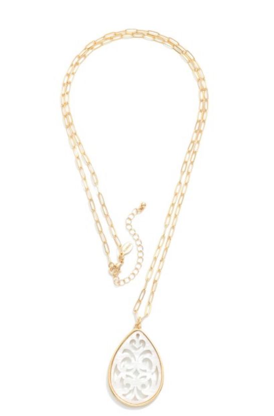 Paper Clip Chain Link Necklace w/filigree design