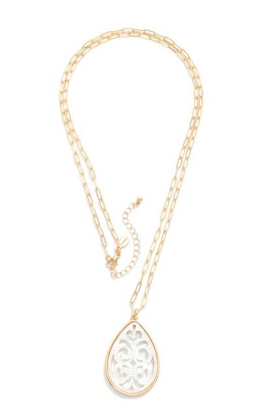 Paper Clip Chain Link Necklace w/filigree design