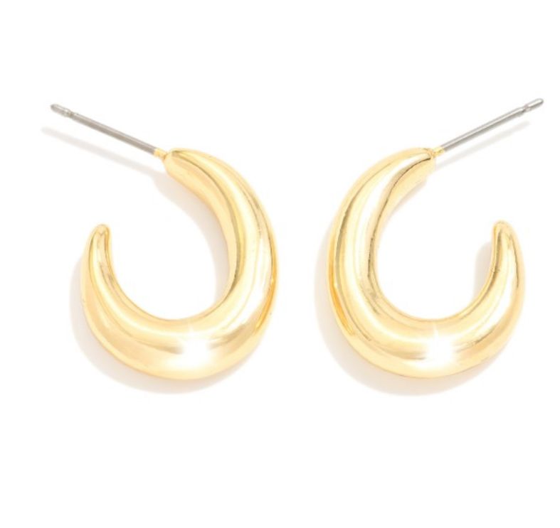 Tapered Metal Oval Hoop Earrings