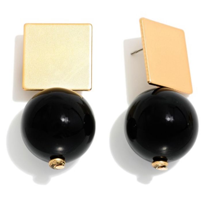 Marbled Bead &amp; Squared Earrings