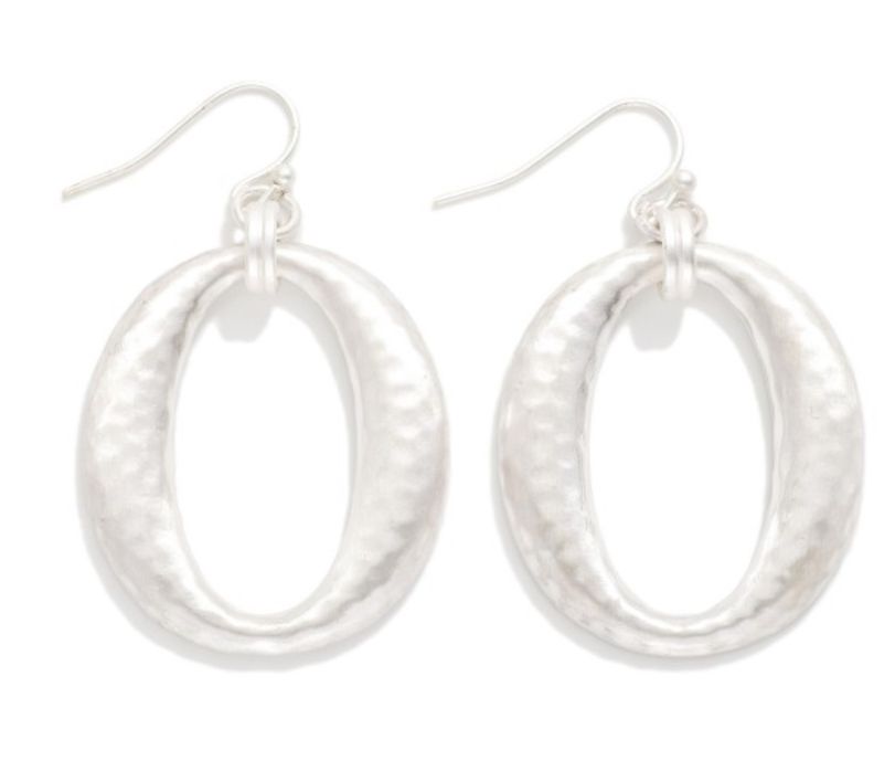 Hammered Tapered Oval Drop Earrings