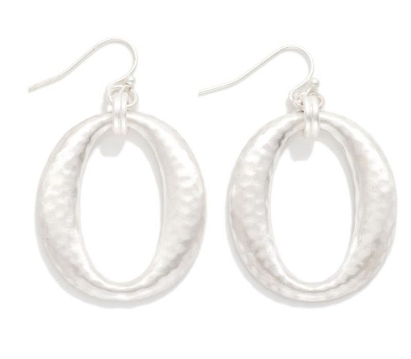 Hammered Tapered Oval Drop Earrings