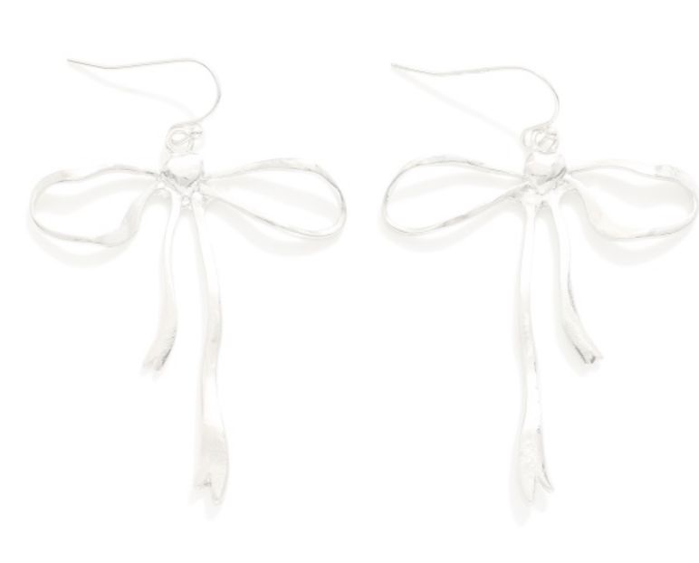 Metal Bow Drop Earrings