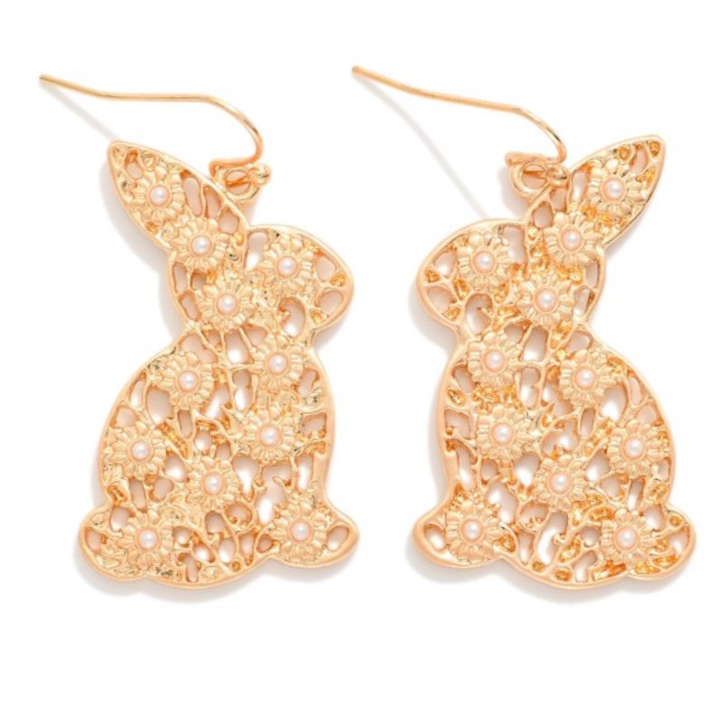 Filigree Studded Easter Bunny Earrings