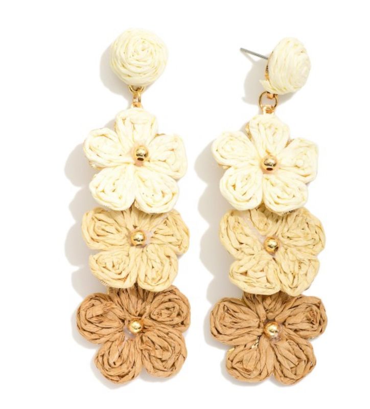 Rafia Linked Flower Earrings