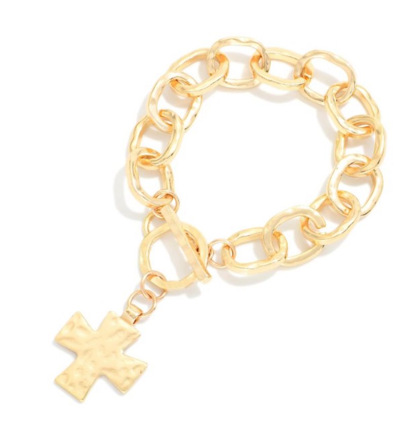 Cross Charm Bracelet w/toggle clasp