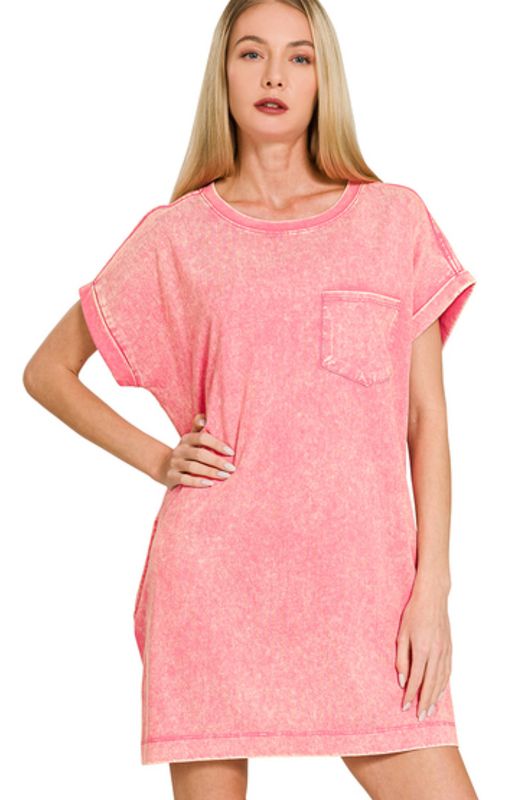 Zenana cotton washed t-shirt dress