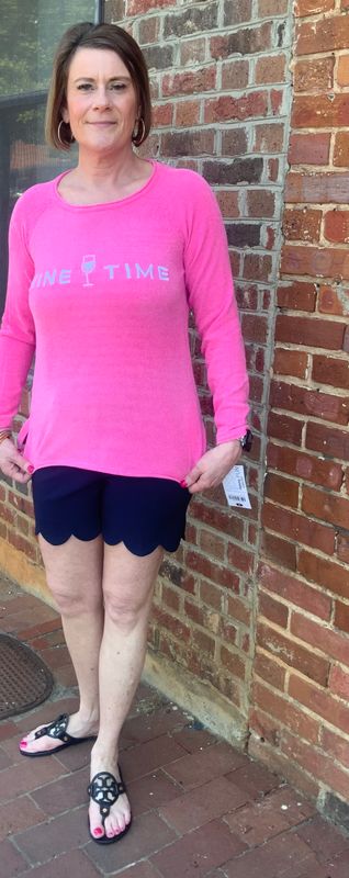 Lulu-B Scoop Neck Wine Time Embroidery Sweater