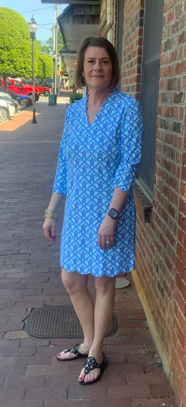 Lulu-B Scallop collar &amp; hem 3/4 sleeve dress