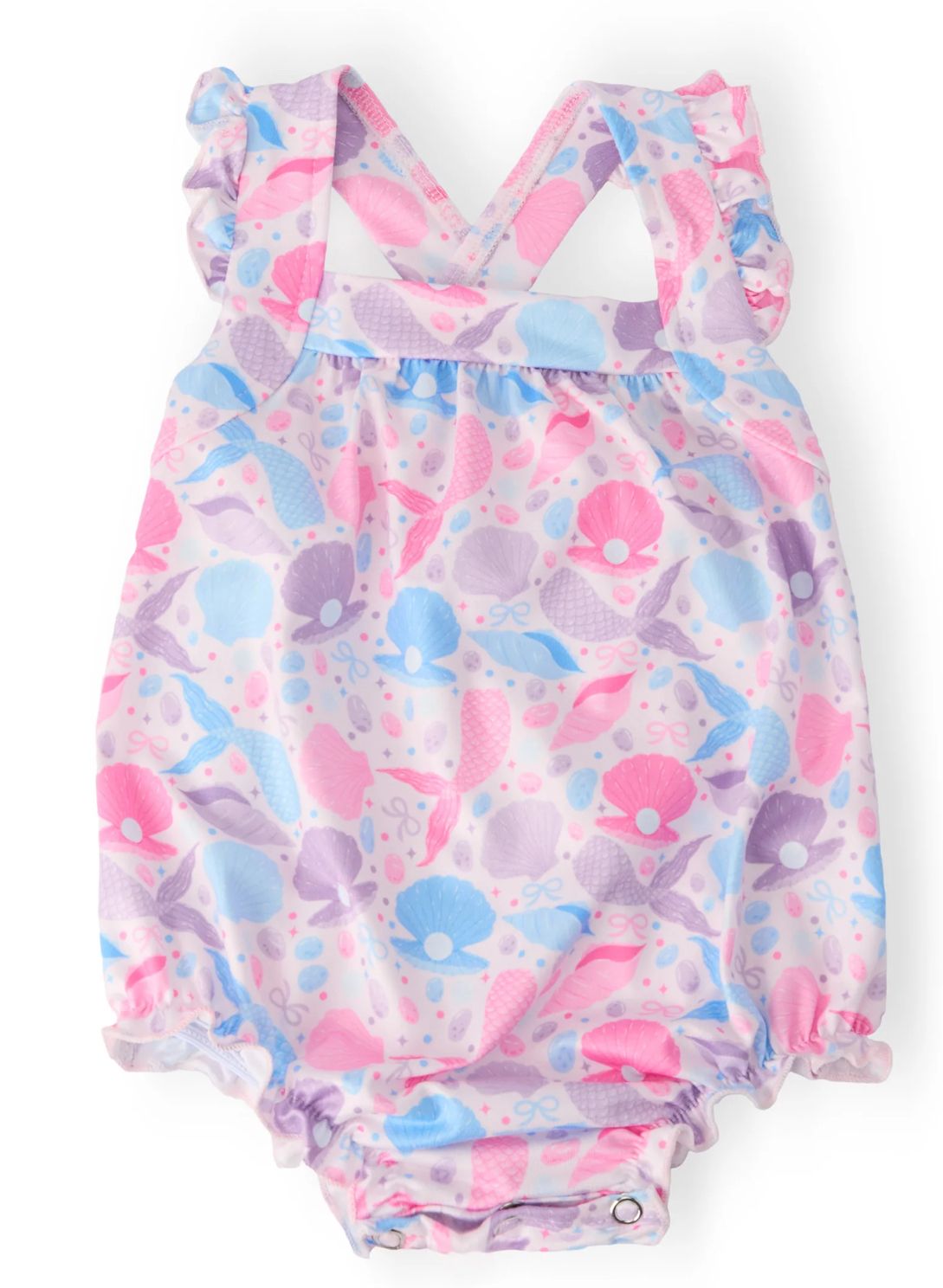 Mermaid Tails Ruffle cross back romper