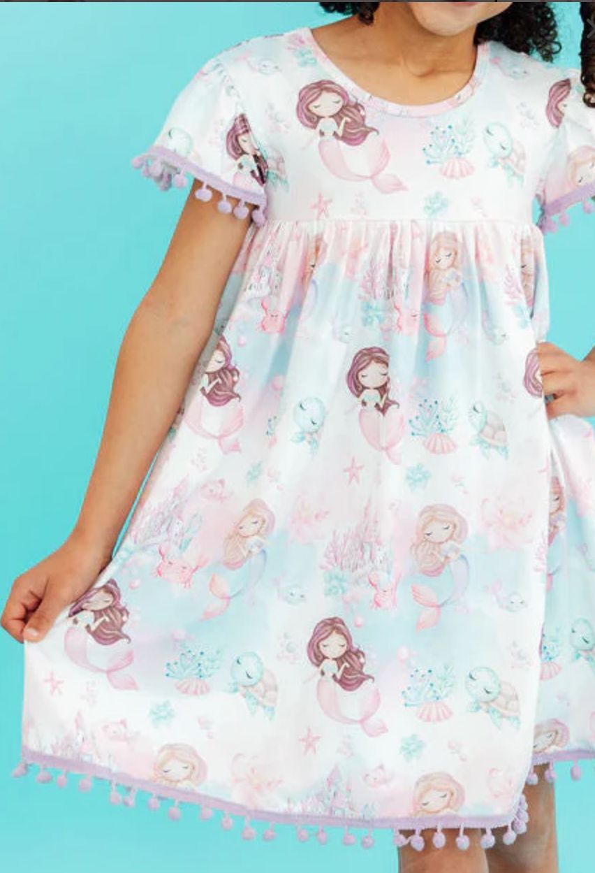 Mermaid Fairytale Pom Pom Dress