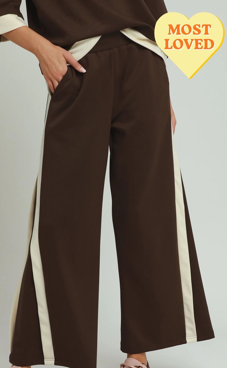 Luxeknit colorblock side stripe straight pants