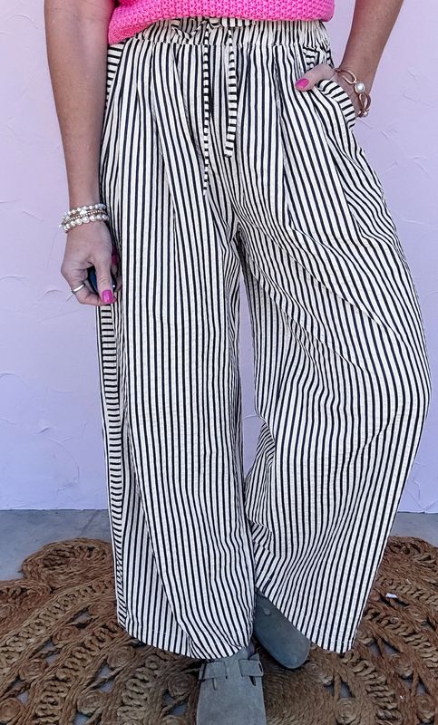 Stripe Wide Leg Casual Pants