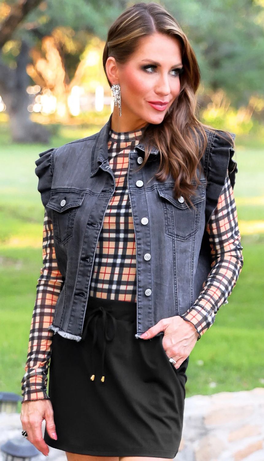 Jordan Ruffle Denim Vest