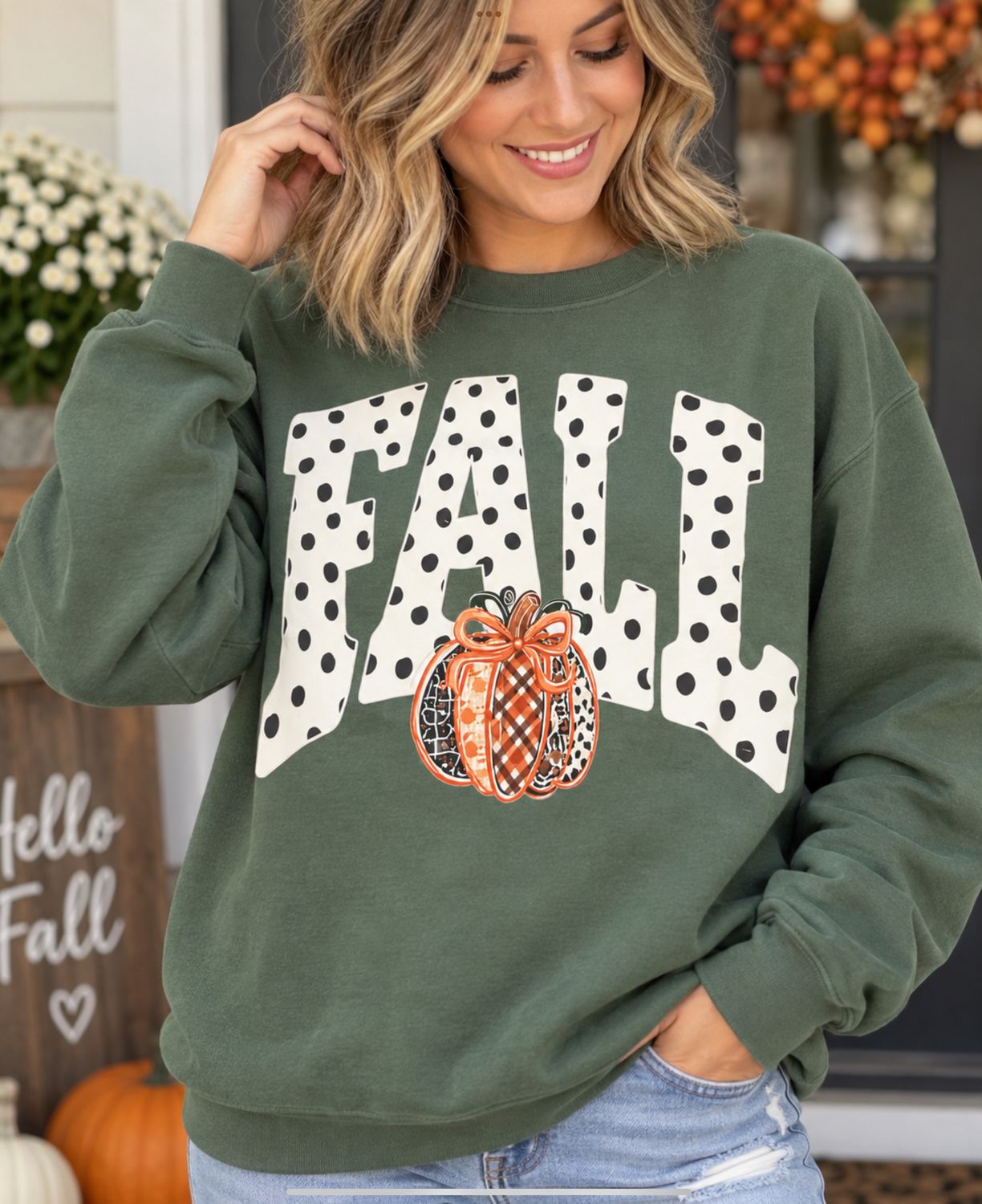 FALL polka dot softsyle unisex sweatshirt