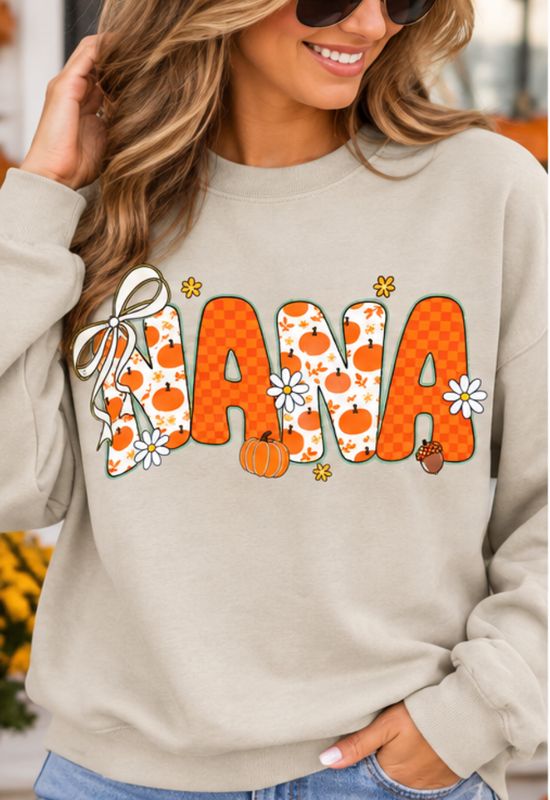 Nana Pumpkin Floral Coquette bow unisex sweatshirt