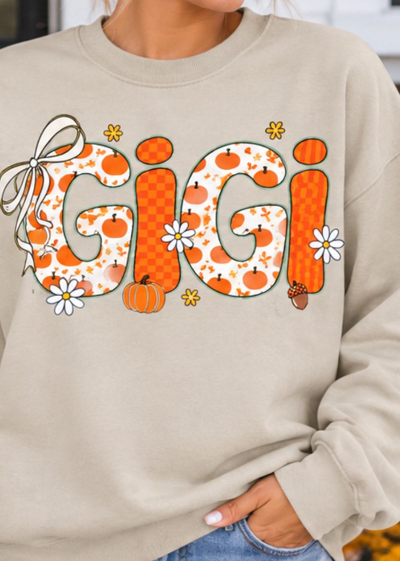 Gigi Pumpkin Floral Coquette bow unisex sweatshirt