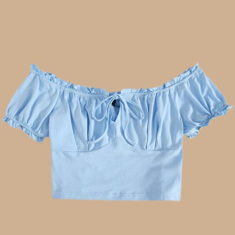 Blue Off The Shoulder Top