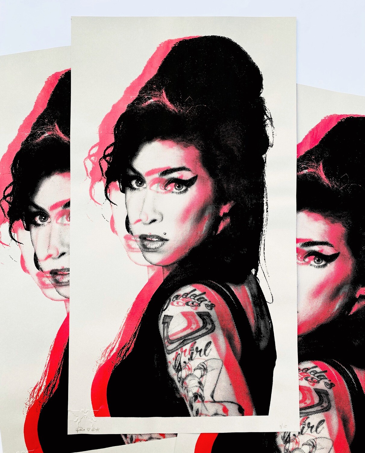 Amy Winehouse Black On Metallic Red