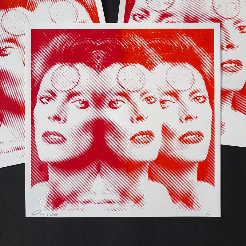 David Bowie Red/Orange Screen Print