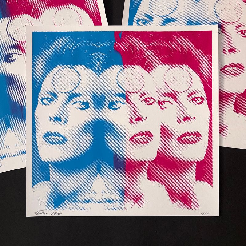 David Bowie Blue/Pink Screen Print
