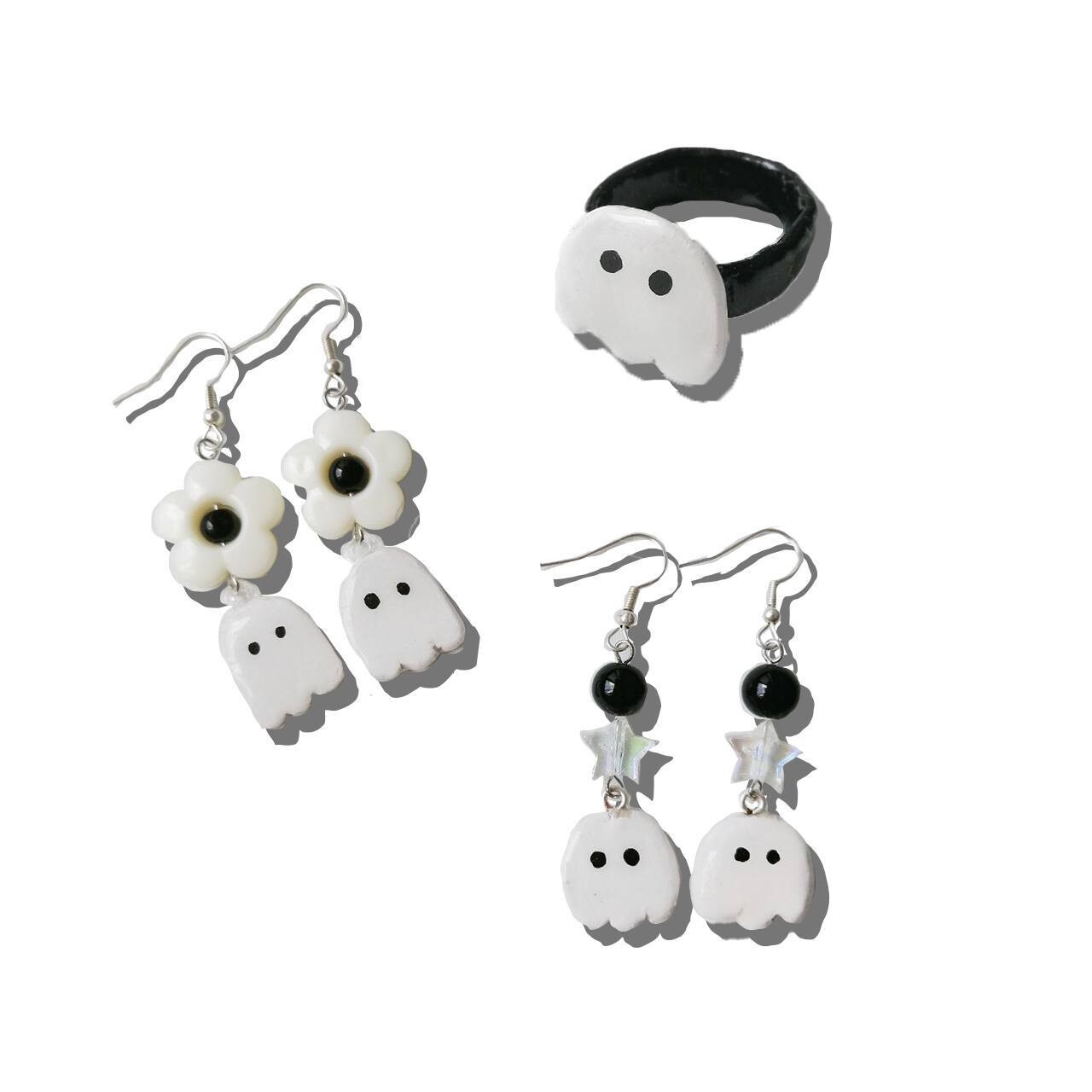 Ghostie earrings and ring