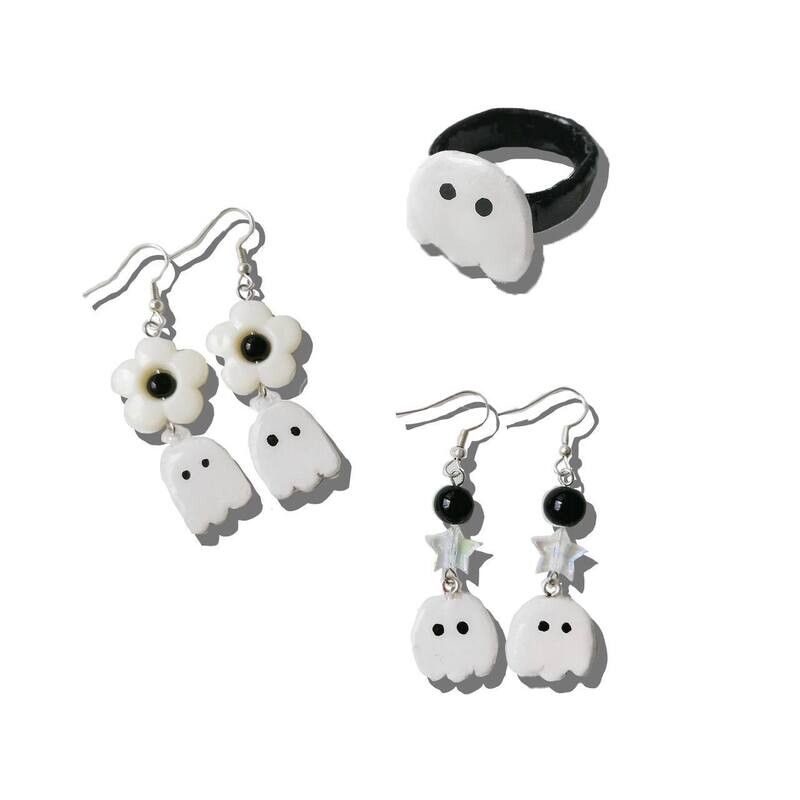 Ghostie earrings and ring