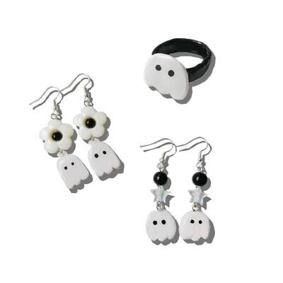 Ghostie earrings and ring