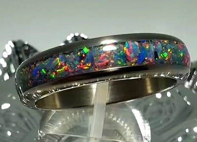 Bello Opal and Stainless Steel or Titanium Ring Choices