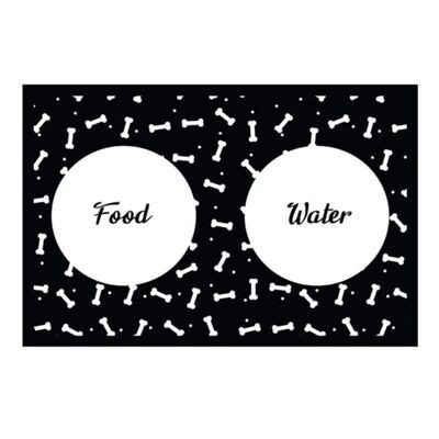 Pet Bowl Placemat Black Food/Water Rectangle