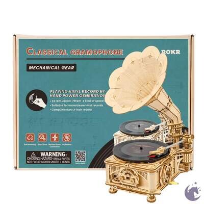 DIY Wooden Mechanical Gears Gramophone