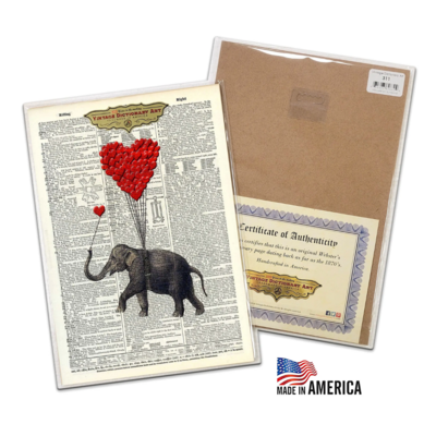 Dictionary Art Elephant Heart Balloons