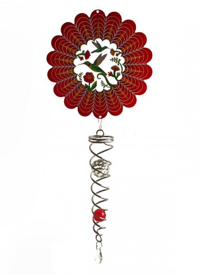 Spinner with Crystals Hummingbird Red