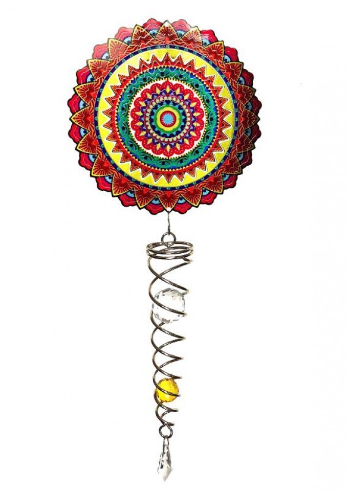 Spinner with Crystals Medallion Red/Yellow