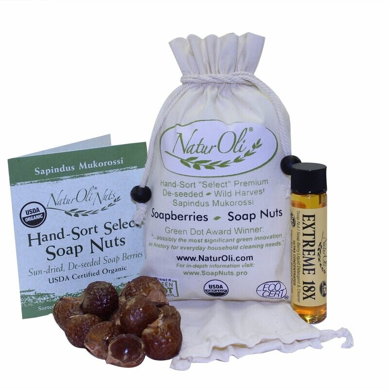 Soap Nuts / Soap Berries, Hand-sort "Select" Seedless - .25lb (4oz) + 18X Liquid FREE BONUS!