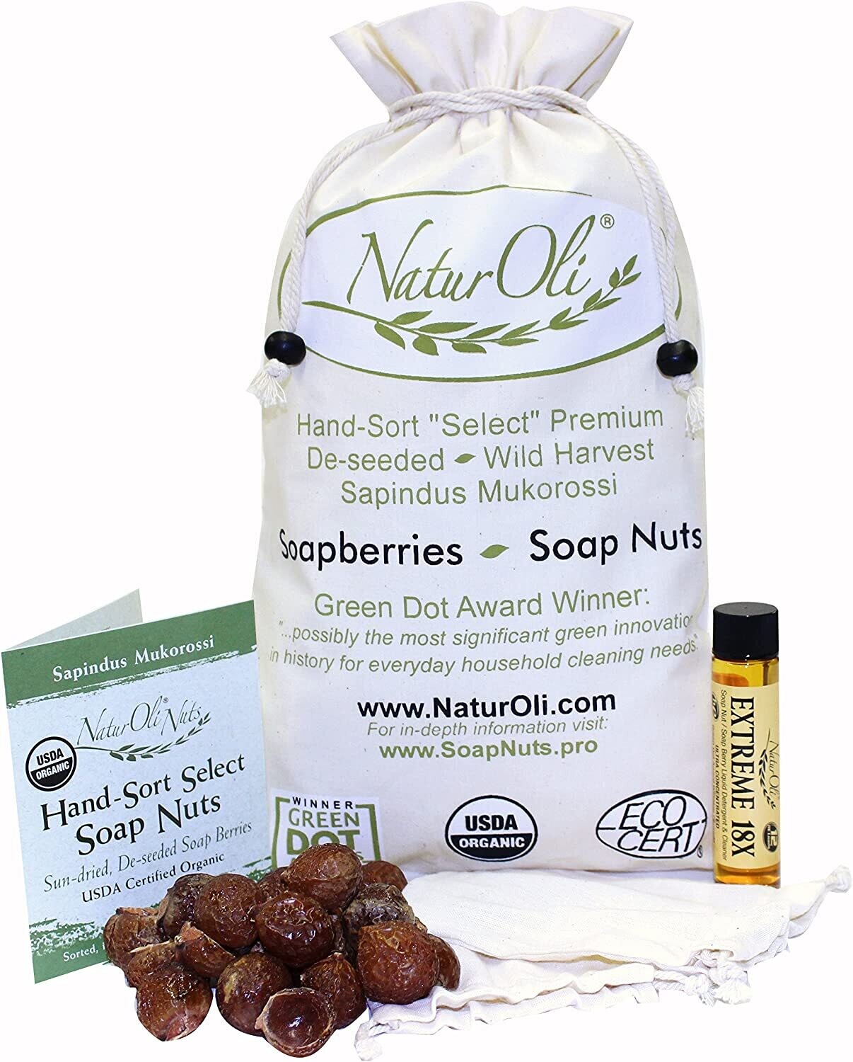 Soap Nuts / Soap Berries, Hand-sort "Select" Seedless - 2lb (32oz) + 18X Liquid FREE BONUS!