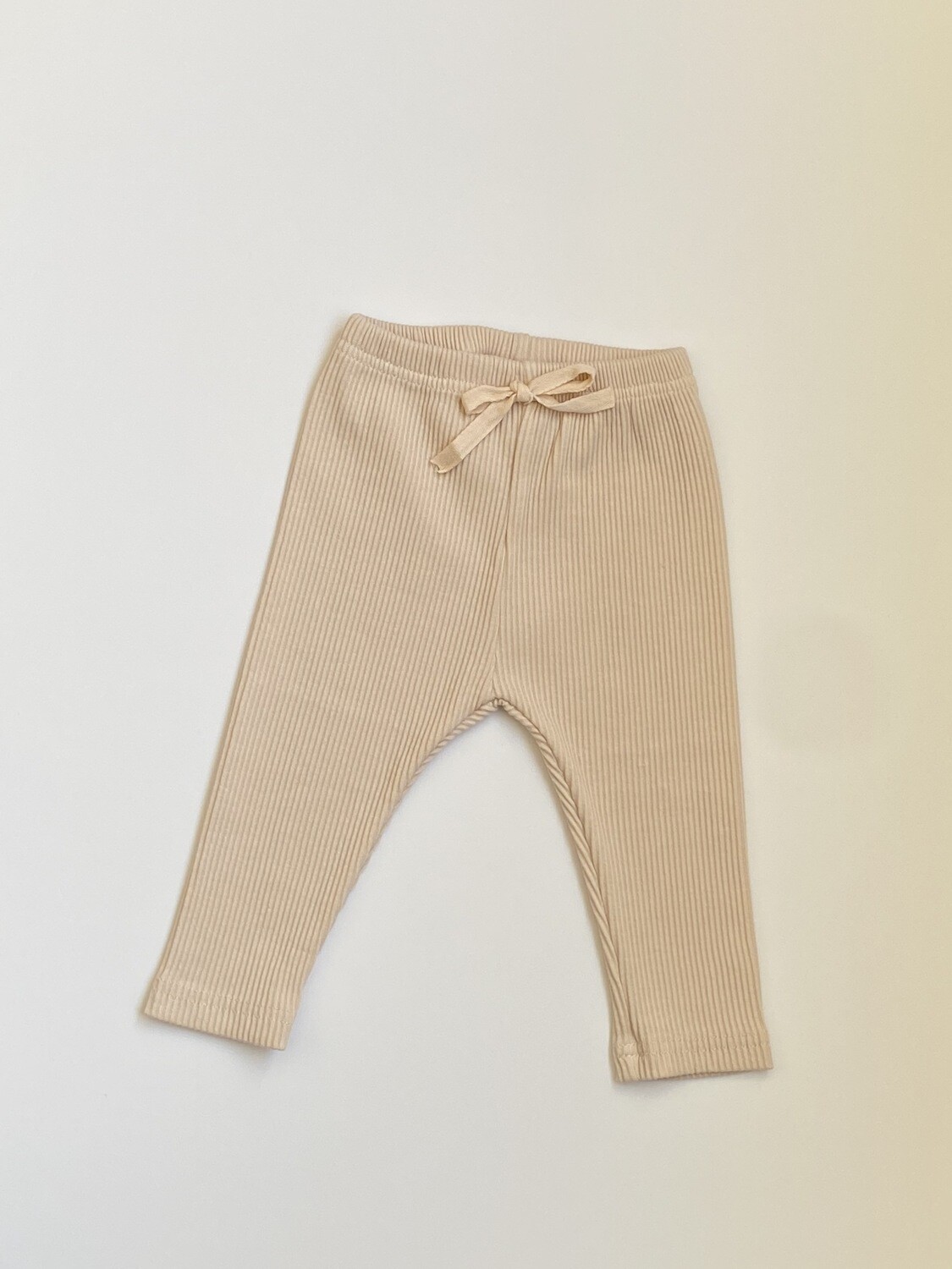 Legging acanalada con lazo - Crema