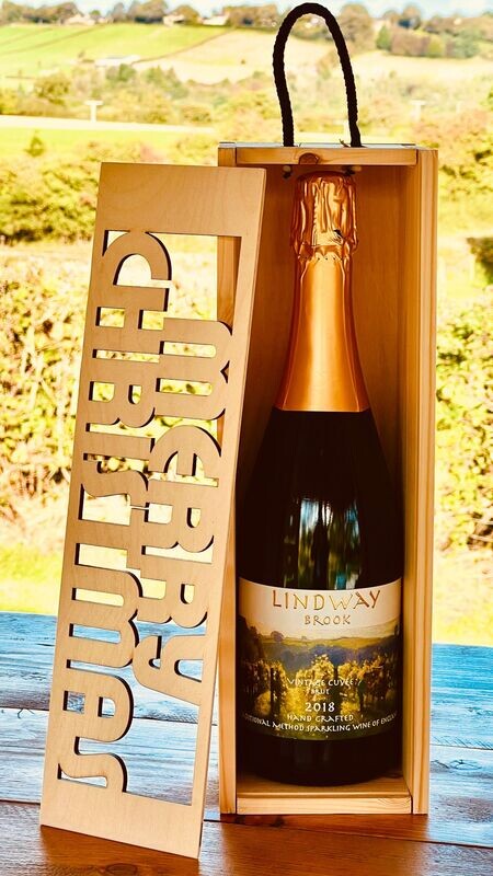 Happy Christmas/Happy Birthday laser-cut lid Wooden Wine Box