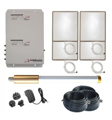 Kit repetidor MarineBoost 2 Bandas (800-900MHz), 4 puertos, voz 2G y 3G, datos 3G y 4G