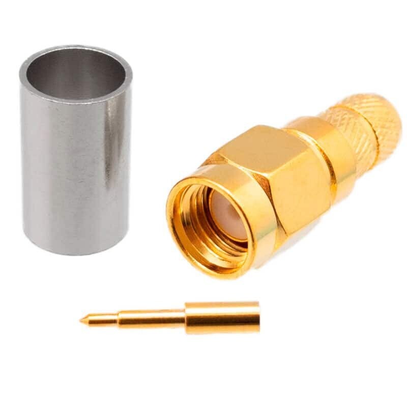 CONECTOR COAXIAL SMA MACHO CRIMPAR  LMR240 / RG8X, DORADO
