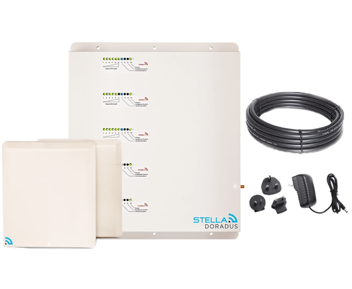 Kit repetidor STELLA HOME 5-bandas 700-800-900-1800-2100 MHz 2G, 3G, 4G, 5G.