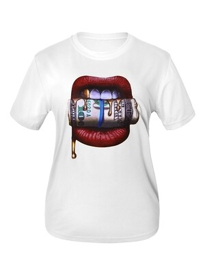 ❤️TBC Women Casual Money Lip Print T-shirt ❤️